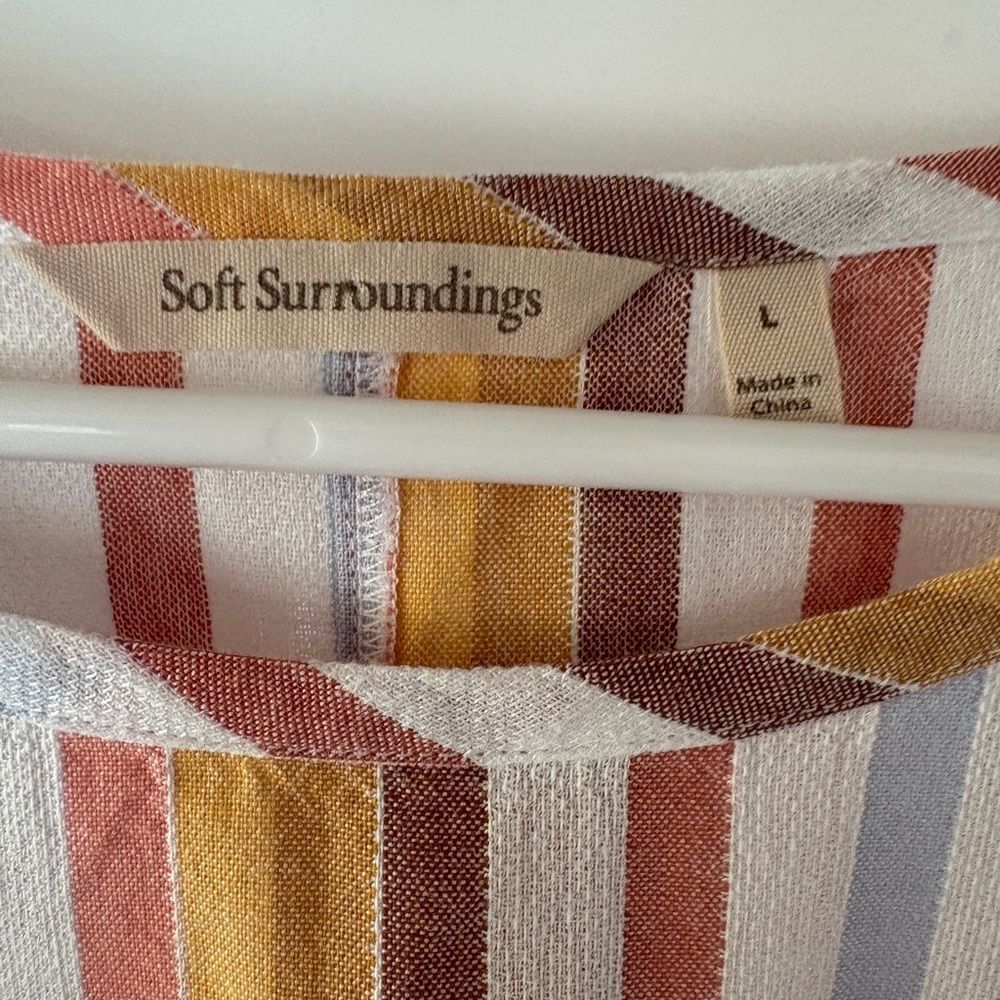 Soft Surroundings ‘Enyo’ Multi Striped Cotton/Tencel Long Sleeve Tunic large - Picture 10 of 13